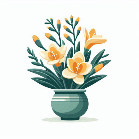 Flower in a pot isolated on white background. Vector illustration.のイラスト素材
