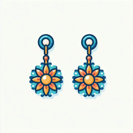 Colorful earrings on white background. Vector illustration for your designのイラスト素材