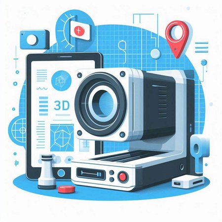 Vector illustration of modern digital camera in flat style on white background.のイラスト素材
