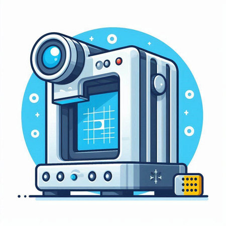 Vector illustration of a video camera on a white background. Flat design.のイラスト素材