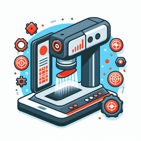 Vector isometric 3d illustration of 3d printer on white backgroundのイラスト素材