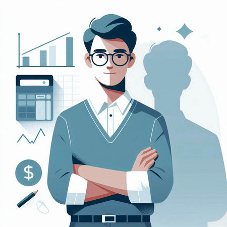 Businessman standing with crossed arms. Vector illustration in retro style.のイラスト素材