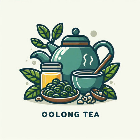 Oolong tea icon. Vector illustration in flat linear style.のイラスト素材