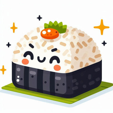 Illustration of a Cute Kawaii Sushi on a Plateのイラスト素材