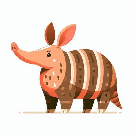 Cute cartoon armadillo isolated on white background. Vector illustration.のイラスト素材