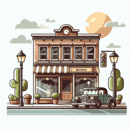 Cafe on the street of the city. Vector illustration in flat styleのイラスト素材