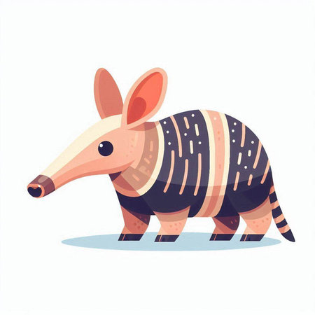 Armadillo. Vector illustration in cartoon style on white background.のイラスト素材