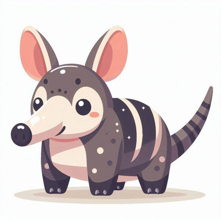 Cute cartoon armadillo. Vector illustration isolated on white background.のイラスト素材
