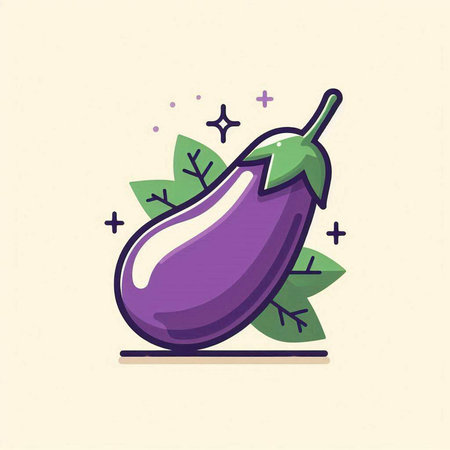 Eggplant flat icon. Vector illustration of fresh eggplant.のイラスト素材