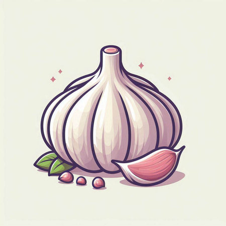 Garlic. Vector illustration of a fresh garlic on a light background.のイラスト素材