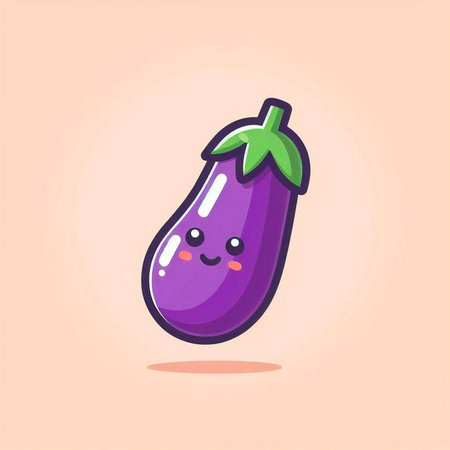 Cute eggplant character. Cartoon vegetable icon. Vector illustration.のイラスト素材