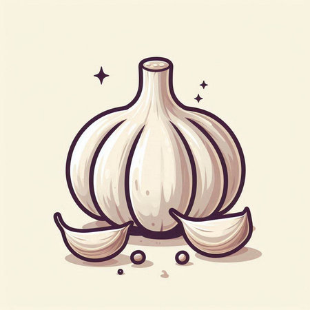 Garlic vector illustration. Hand drawn vector illustration of Garlic.のイラスト素材