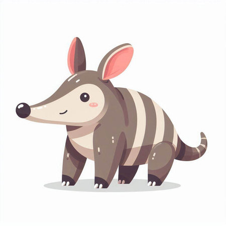Cute cartoon little armadillo isolated on white background. Vector illustration.のイラスト素材