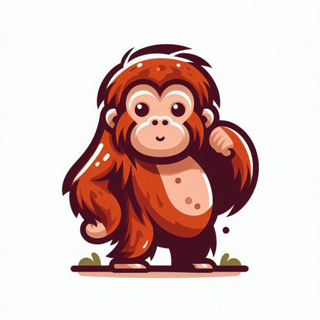 Monkey cartoon. Vector illustration isolated on white background. Zoo animal.のイラスト素材