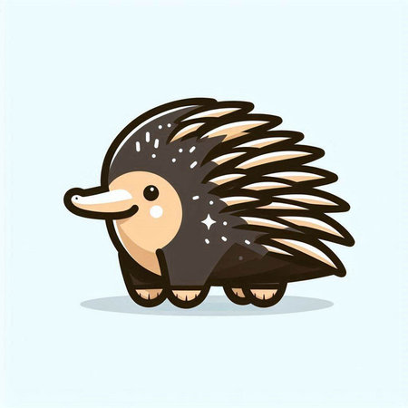 Cute hedgehog cartoon vector illustration. Isolated on blue background.のイラスト素材