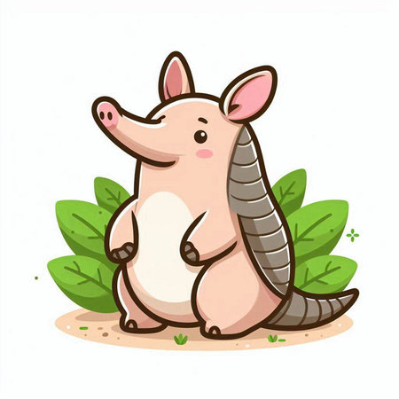 Cute cartoon kangaroo sitting on the ground. Vector illustration.のイラスト素材