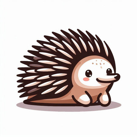 Cute cartoon hedgehog. Vector illustration isolated on white background.のイラスト素材