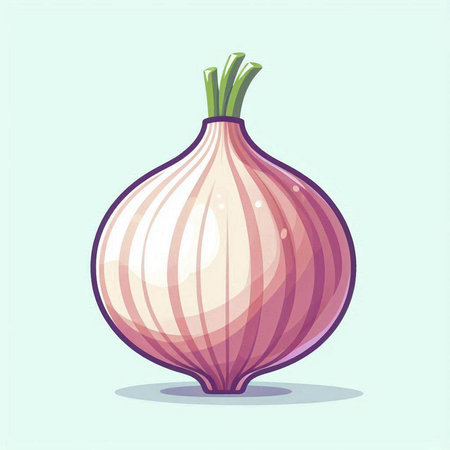 Illustration of onion on blue background. Vector illustration of onion.のイラスト素材
