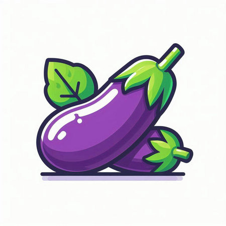 Eggplant vegetable icon. Vector illustration isolated on white background.のイラスト素材