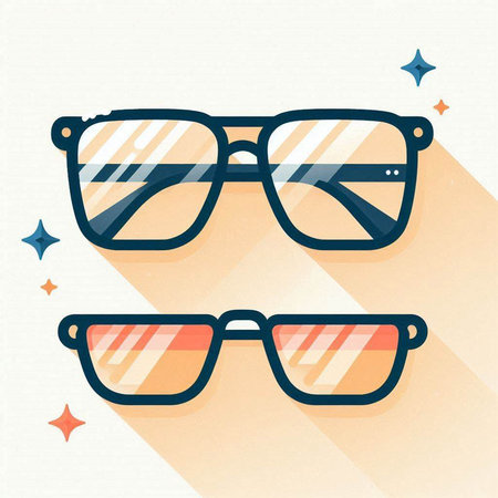 Sunglasses icon with long shadow, flat design vector illustration.のイラスト素材