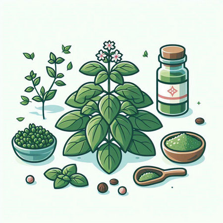 Herbs and spices. Vector illustration of a set of herbs.のイラスト素材