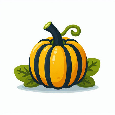 Pumpkin isolated on white background. Vector illustration in cartoon style.のイラスト素材