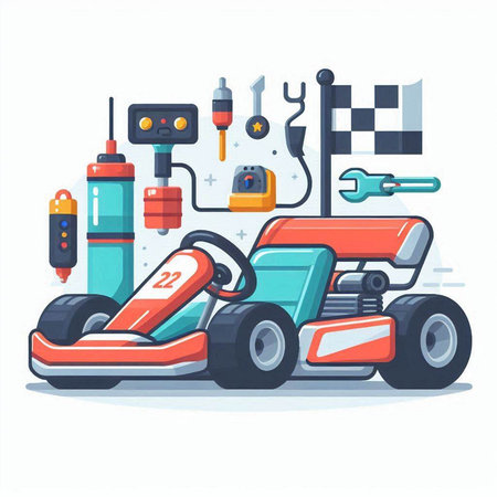 Electric lawnmower flat vector illustration. Electric lawnmower.のイラスト素材