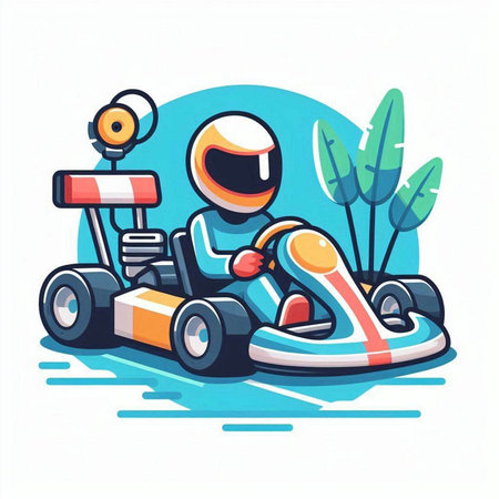 Cartoon karting. Vector illustration in a flat style.のイラスト素材