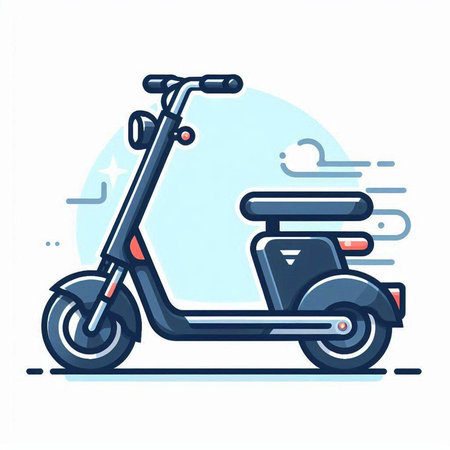 Modern scooter on a white background. Vector illustration in flat style.のイラスト素材