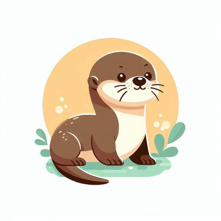 Cute otter vector illustration. Cartoon animal character on white background.のイラスト素材