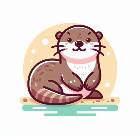 Cute otter vector illustration. Cute wild animal character.のイラスト素材