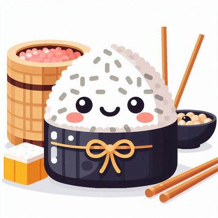 Illustration of a Cute Japanese Sushi Mascot Characterのイラスト素材
