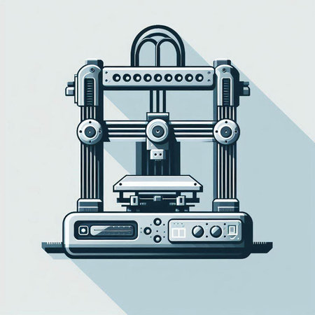 3d printer. Vector illustration of a 3d printing machine.のイラスト素材
