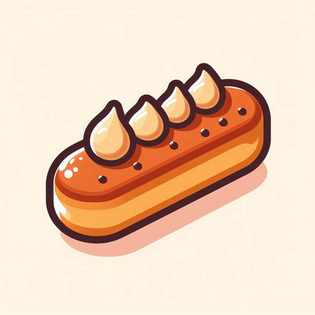 Vector illustration of an eclair with cream on a light background.のイラスト素材