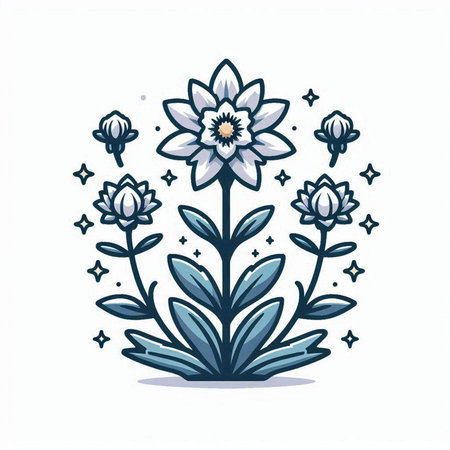 Illustration of a flower in a linear style. Vector illustration.のイラスト素材