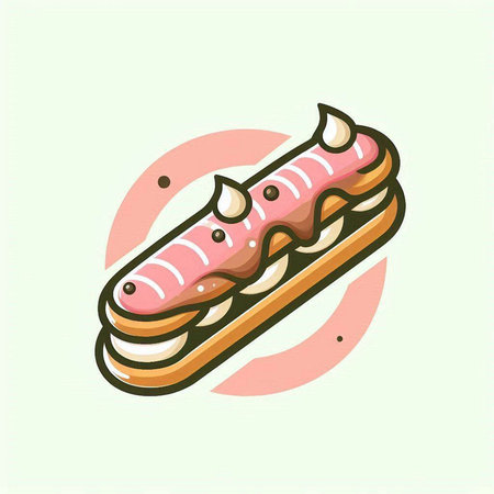 Vector illustration of a sandwich with salmon, cream cheese and caramel.のイラスト素材