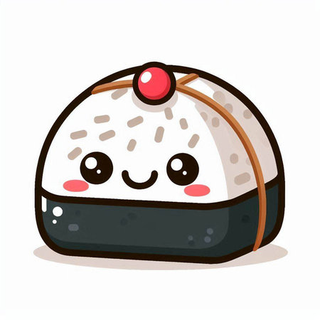 Cute kawaii sushi roll. Japanese food. Vector illustrationのイラスト素材