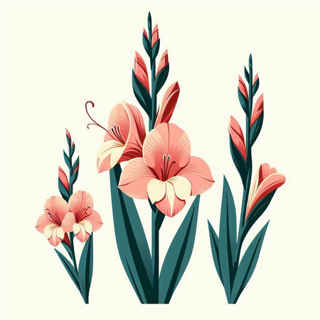 Beautiful lily flowers in a flat style. Vector illustration.のイラスト素材