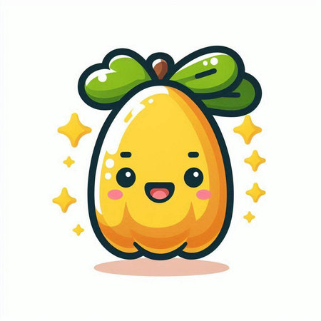 kawaii papaya fruit character isolated on white background vector illustrationのイラスト素材