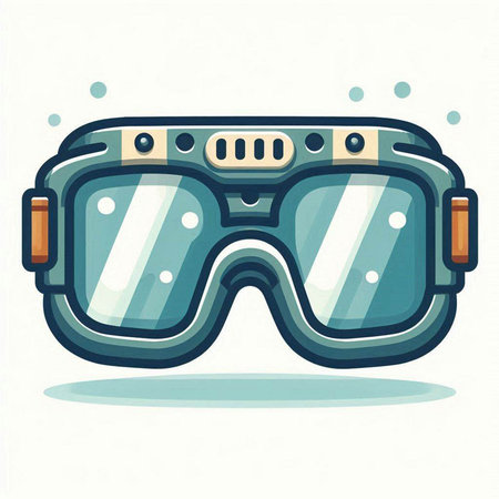 Ski goggles. Vector illustration in flat style. Isolated on white background.のイラスト素材