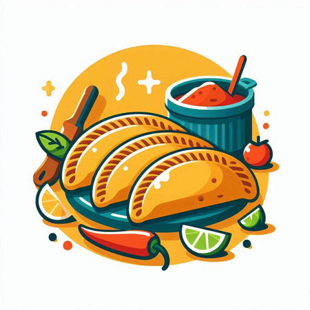 Illustration of traditional mexican food. Vector illustration in cartoon style.のイラスト素材