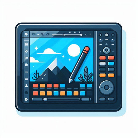 Colorful vector illustration of a modern digital graphic touch user interface.のイラスト素材
