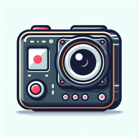 Retro photo camera. Vector illustration in a flat style on a blue background.のイラスト素材