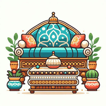 Furniture in ethnic style. Furniture in ethnic style. Vector illustration.のイラスト素材