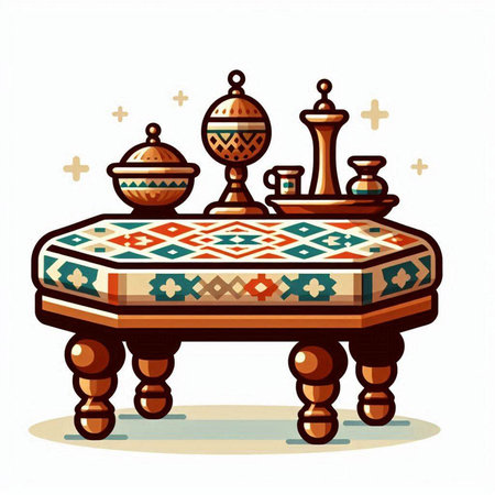 Coffee table with arabic pattern. Vector illustration.のイラスト素材