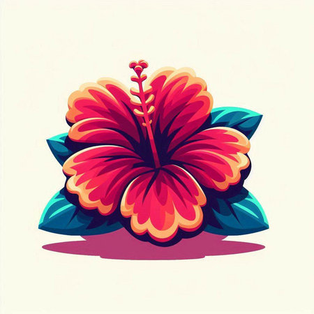 Hibiscus flower vector illustration. Hand drawn design elements.のイラスト素材