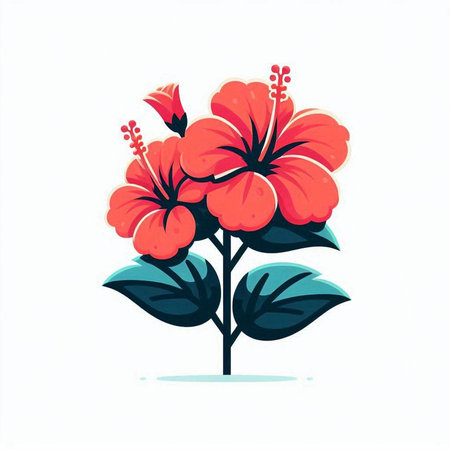 Hibiscus flower vector illustration. Isolated on white background.のイラスト素材