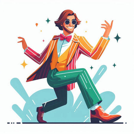 Funny young man in hipster style. Vector illustration in cartoon styleのイラスト素材