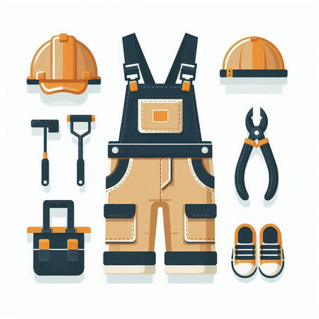 Set of construction tools. Vector illustration isolated on white background. Flat style.のイラスト素材
