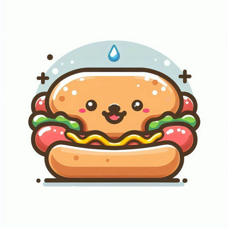 Cute fast food character. Vector flat cartoon illustration. Isolated on white background.のイラスト素材